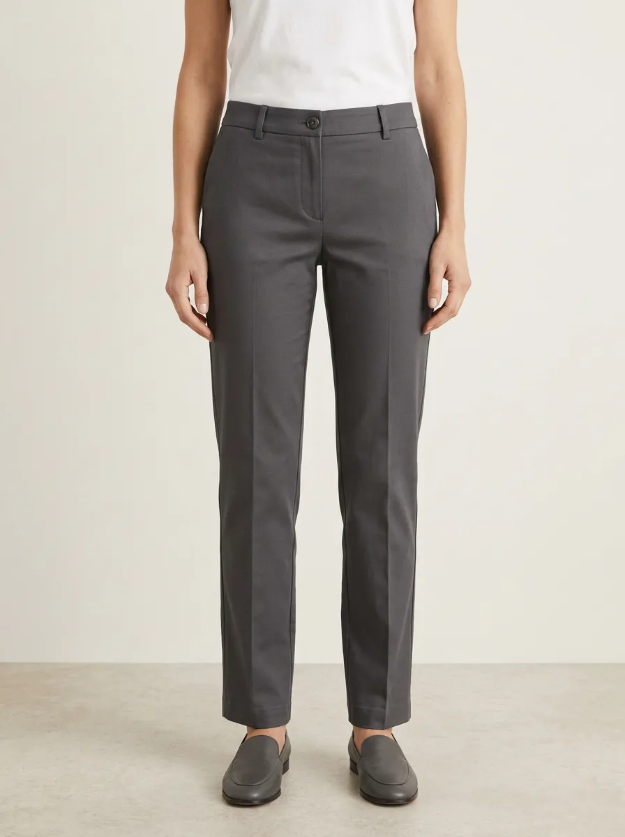 Tailored-Look Straight-Leg Casual Mid-Rise Straight Leg Trousers
