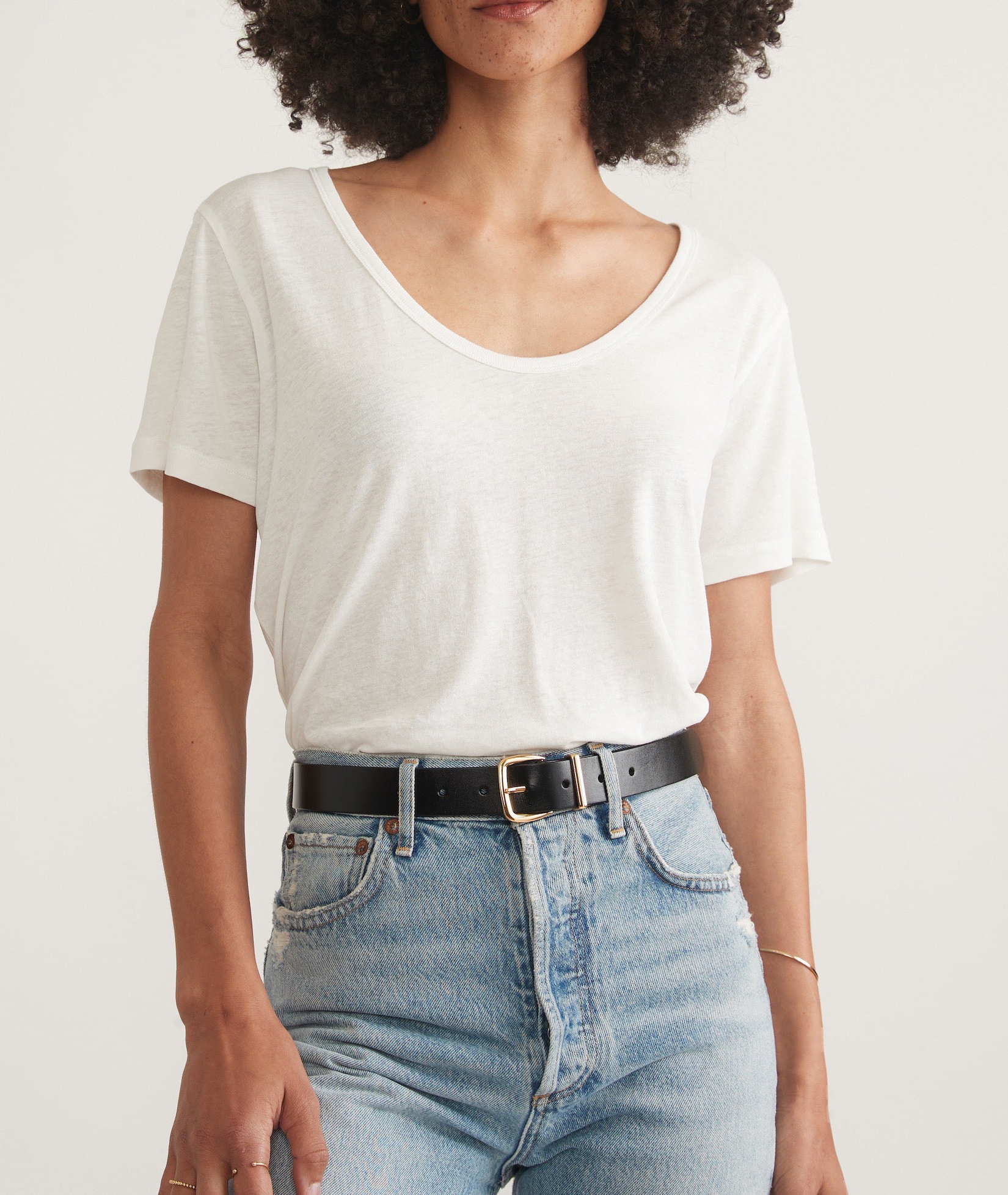 Crisp White Scoop Neck Tee