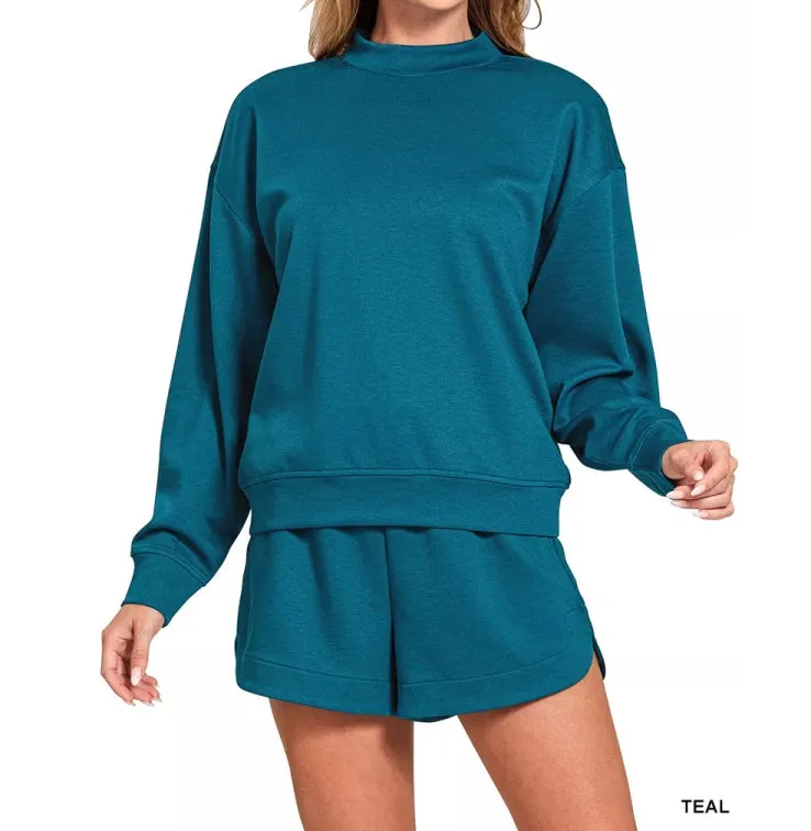 Relaxed Scuba Long Sleeve Sweatshirt and Shorts Set