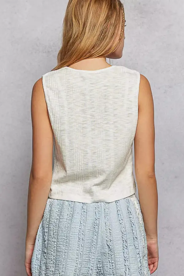 Textured Round Neck Cropped Tank