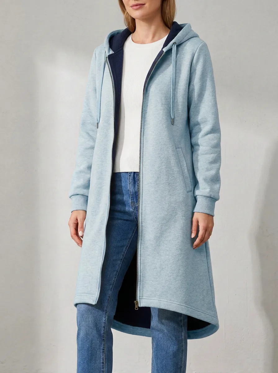 Streamlined Long Hooded Coat