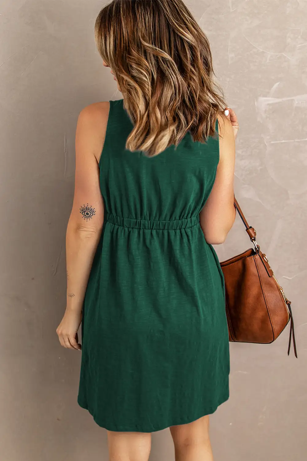 Sleeveless Button Down Mini Dress Mini Dress
