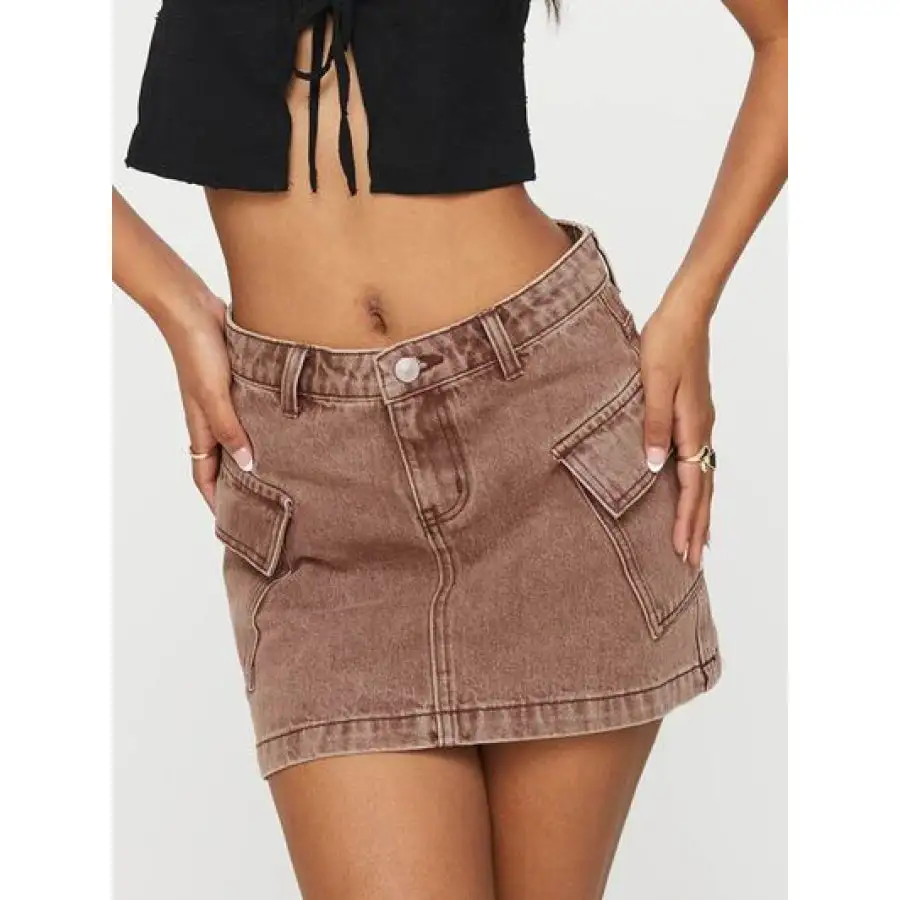 Mini Cargo Denim Skirt with Pockets
