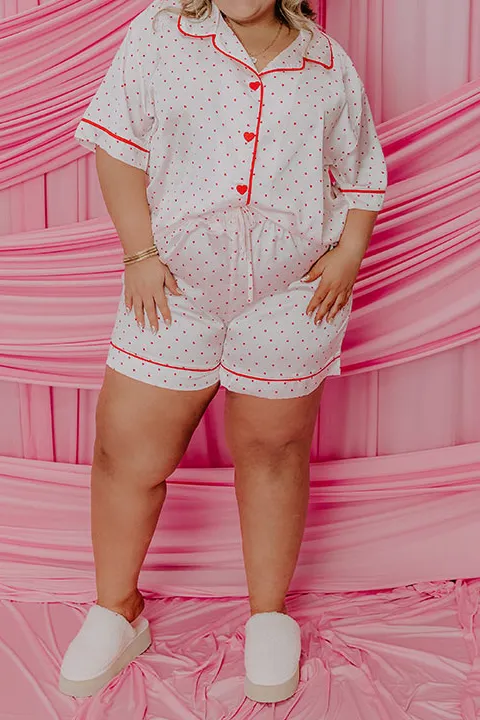Stolen Hearts High Waist Satin Pajama White