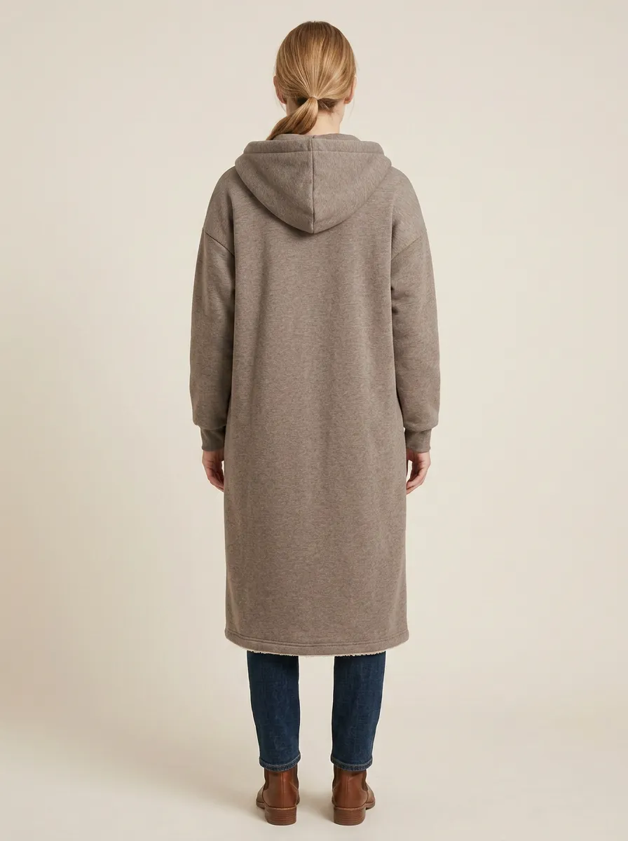 Functional-Layer Fleece-Lined Long Hooded Coat