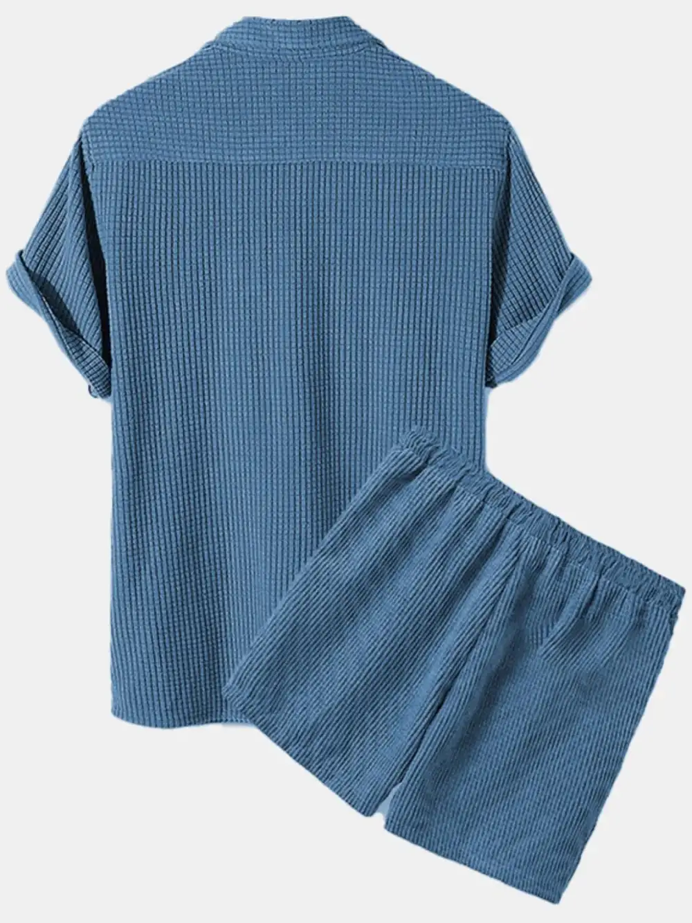 Button-Detail Short-Sleeve Top and Shorts Set