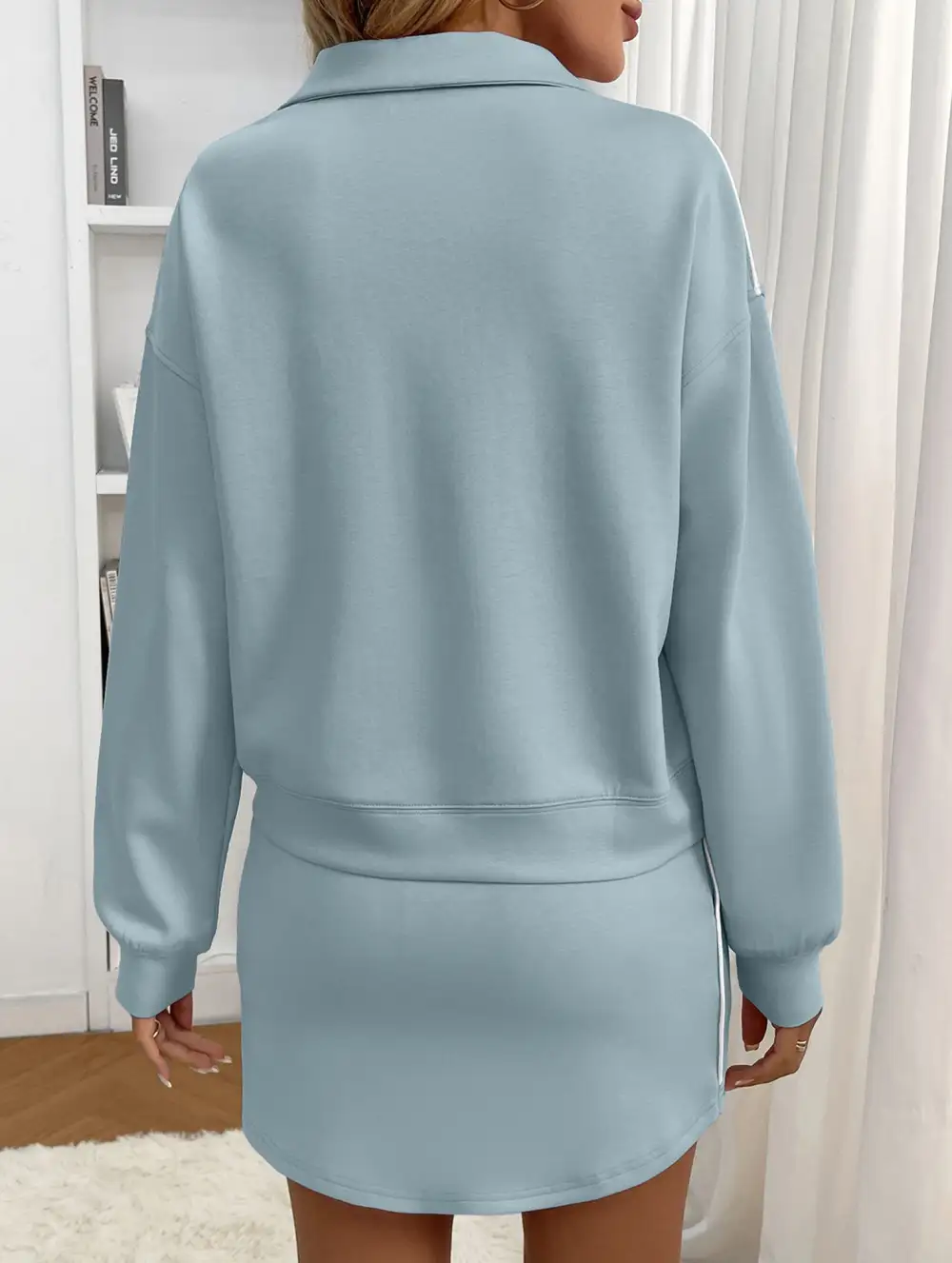 Sport Collar Top Skirt Set