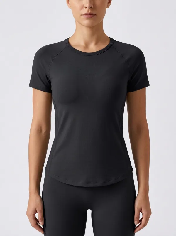 Women's Slim Raglan Curved-Hem T-Shirt