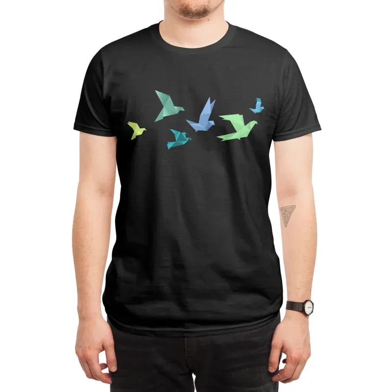 Vibrant Thousand Paper Cranes Print Short-Sleeved Top