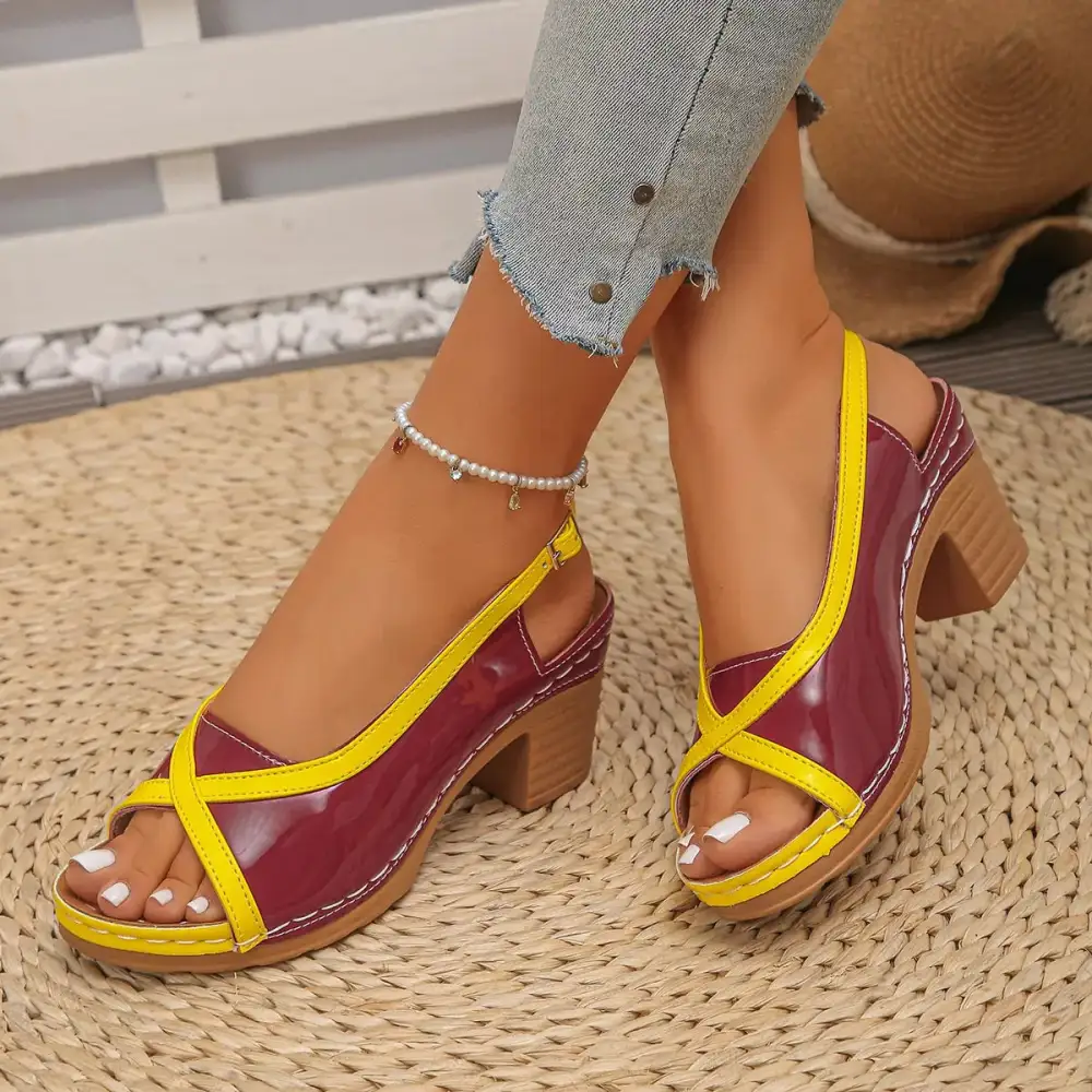 Minimal Open Toe Block Heel Sandals