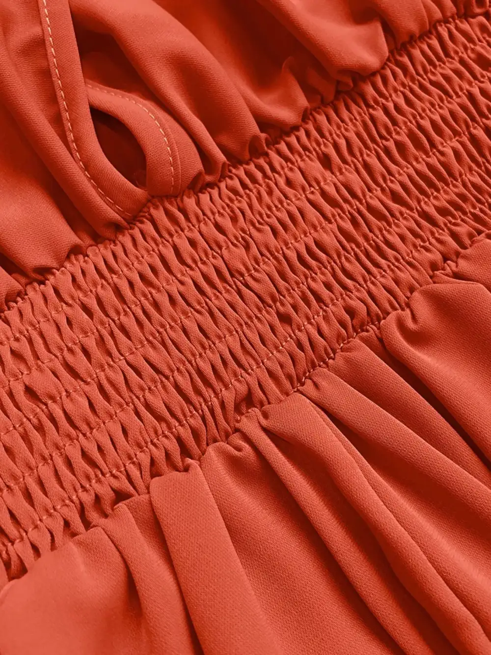 Smocked Ruched Sleeve Maxi Dress