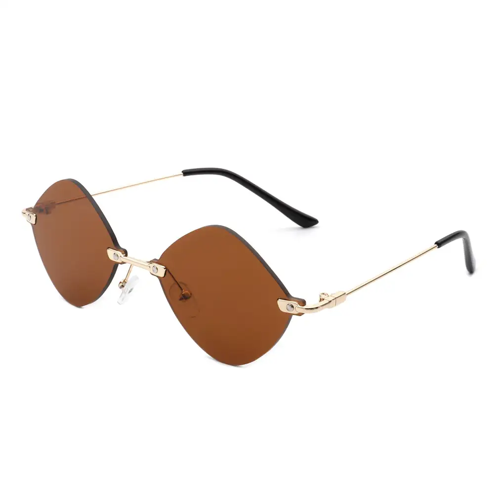 Round Rimless Frame Sunglasses
