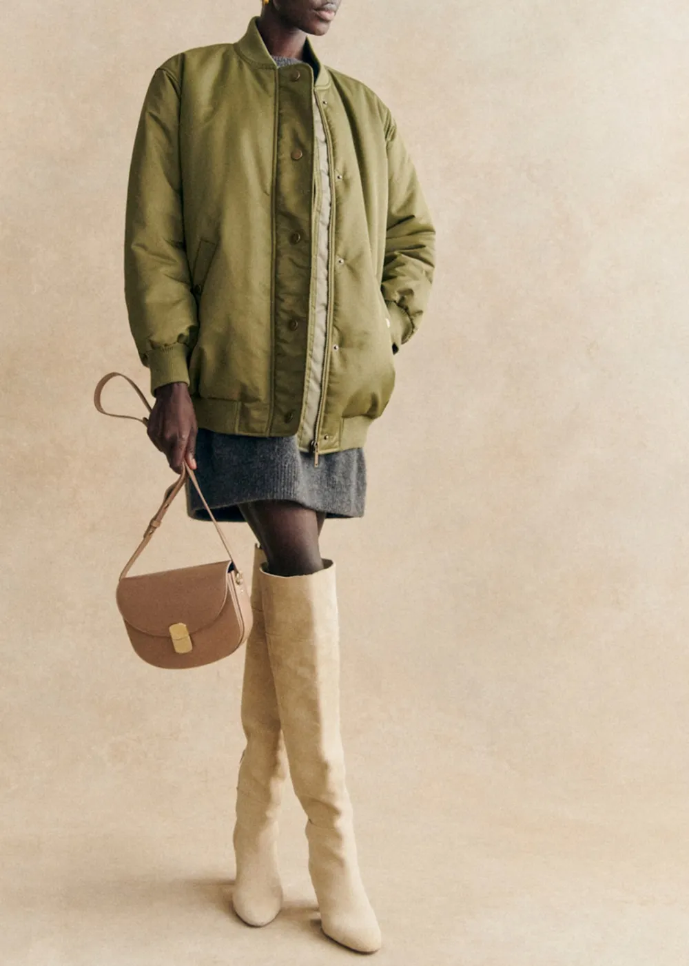 Khaki Bomber Coat