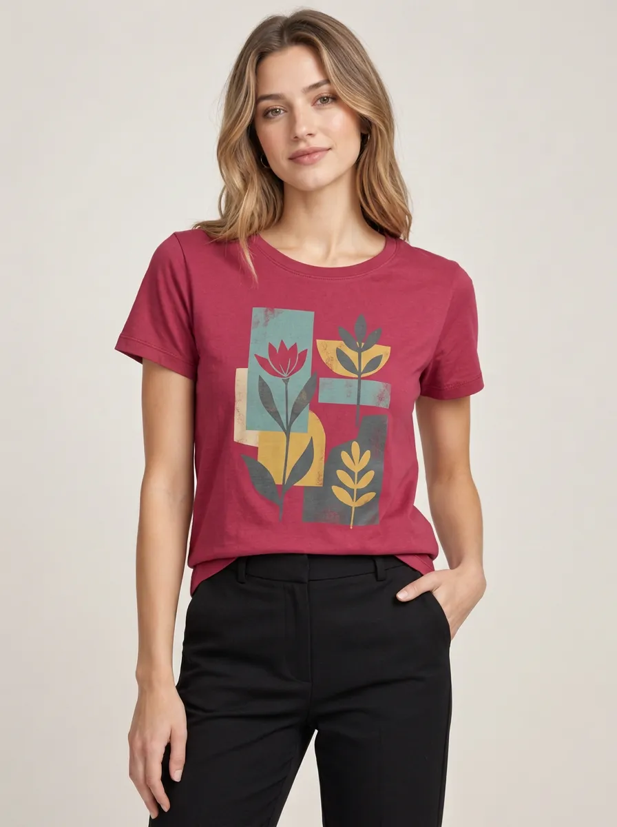 Women's Botanical Abstract Floral Graphic Tee