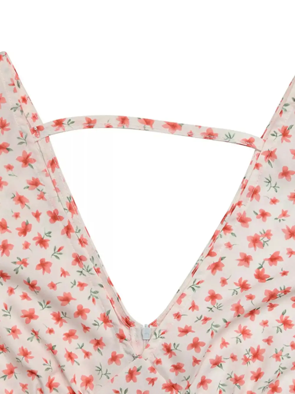 Polished Detail Floral Printed V Neck Mini Dress