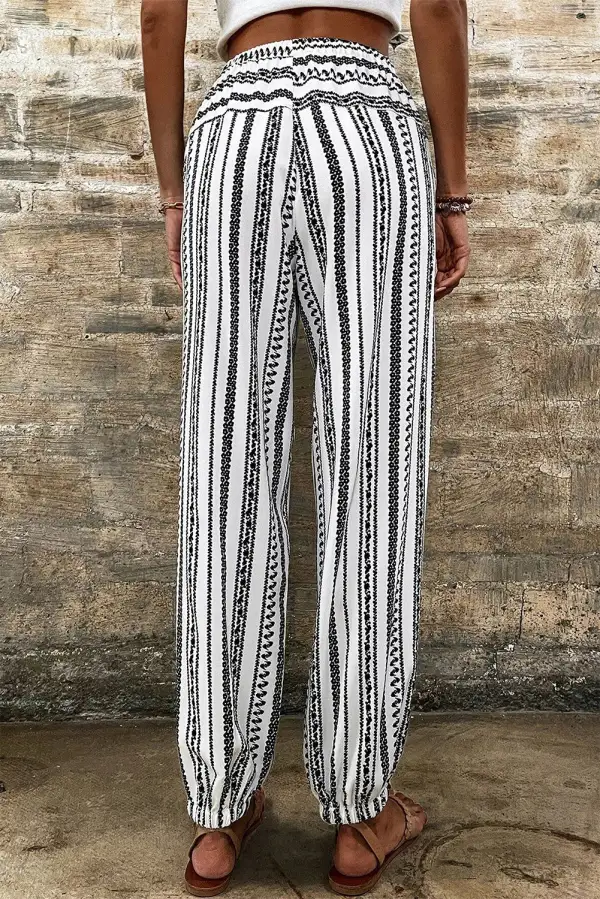 High-Waist Wide-Leg Drawstring Elastic-Waist Jogger Pants