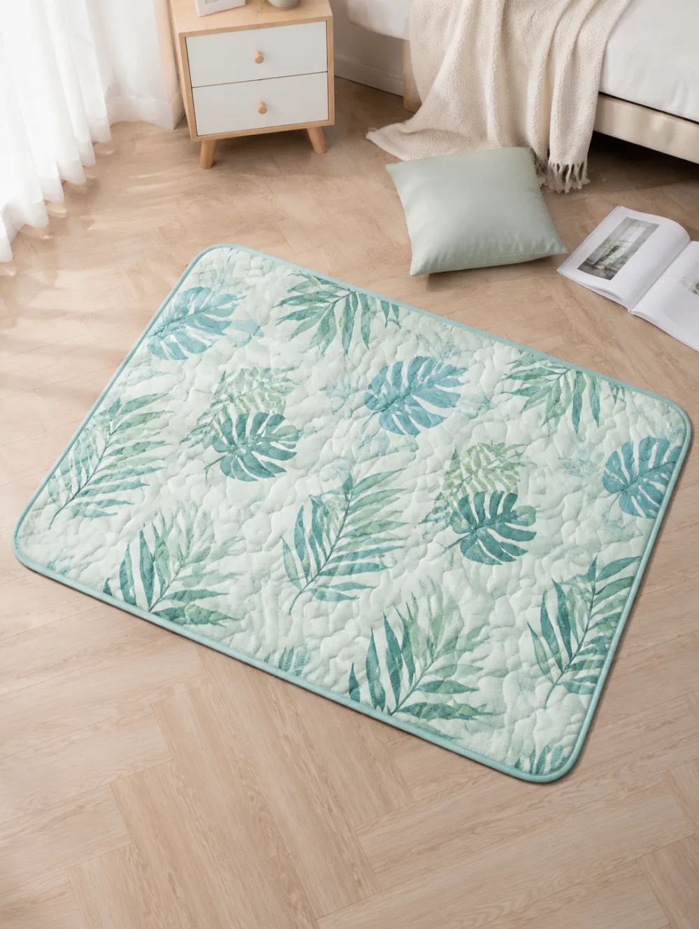 Tropical Plant Monstera Leaf Print Cooling Mat