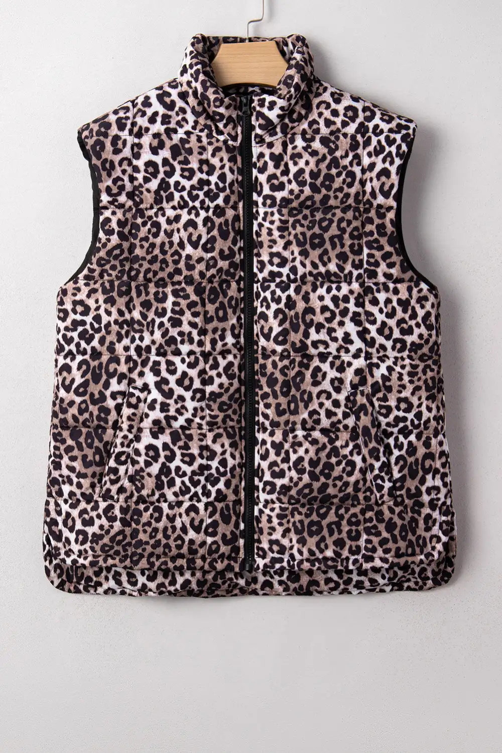 Leopard Quilted Full Zip Everyday Puffer Vest