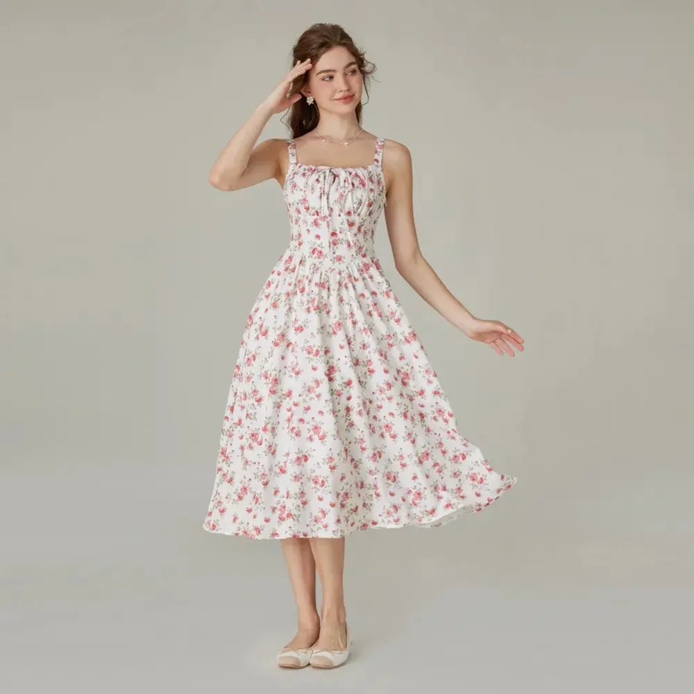 Women's Floral Corset Midi Sundress💞