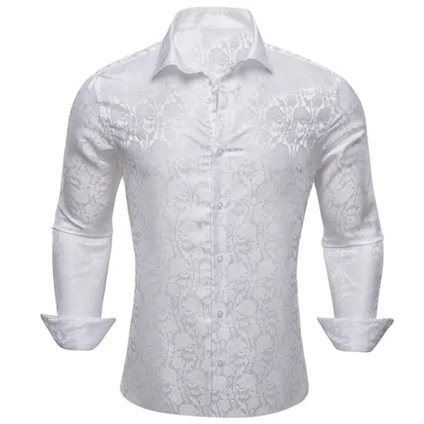 Polished Paisley Long Sleeve Silk Dress Shirt