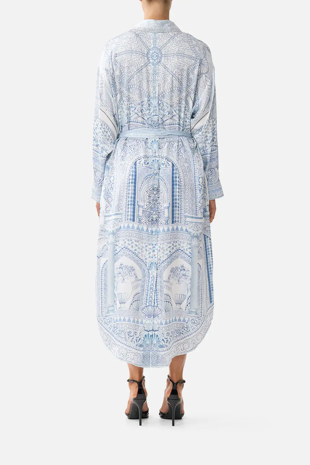Printed Shirt Dress with Back Button Detail