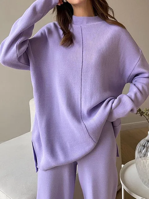 High Neck Sweater Pants Set