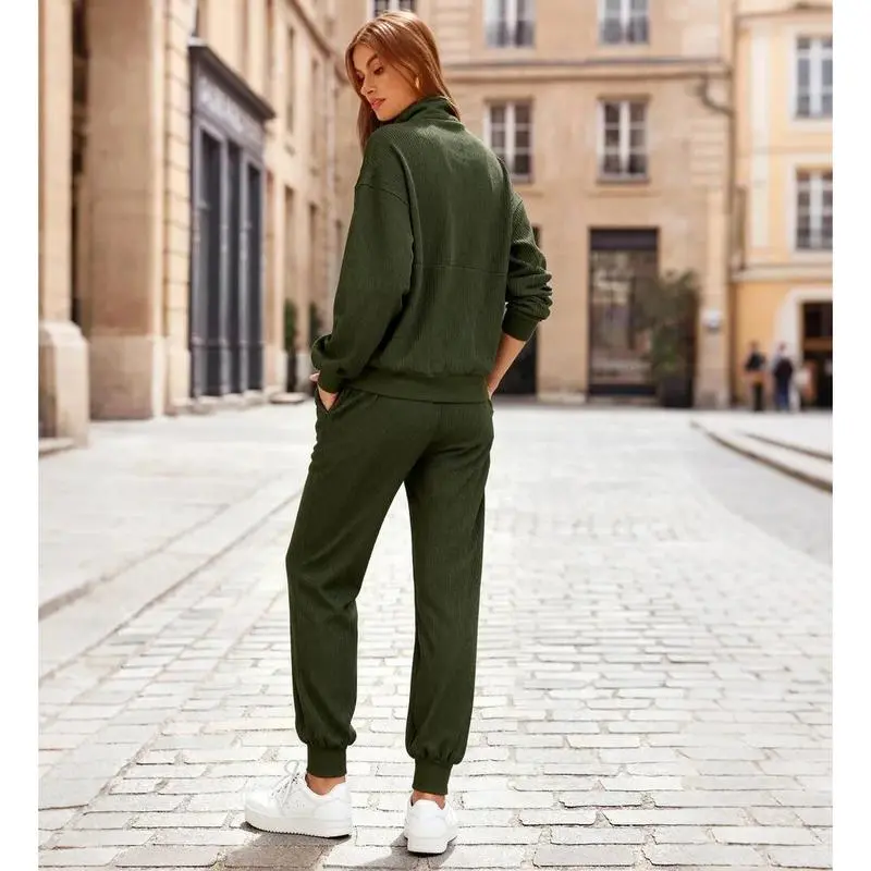 Women's Half Zip 2-Piece Sweatpants Set