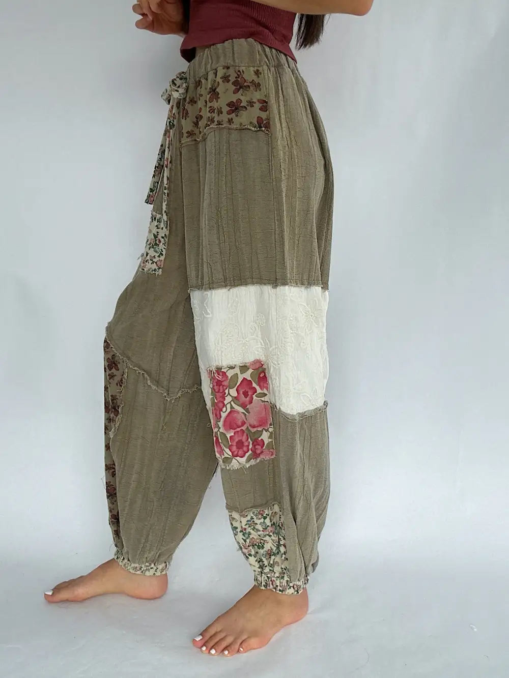 Floral Patch Wide Leg Pants