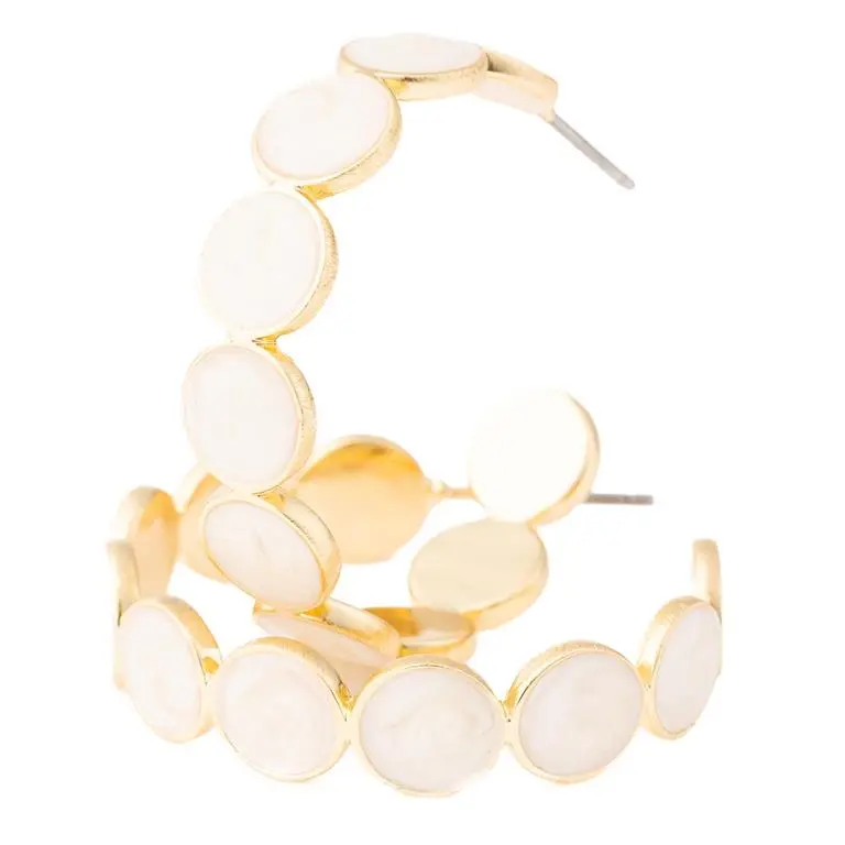 Mother Of Pearl Disc Hoop Earrings