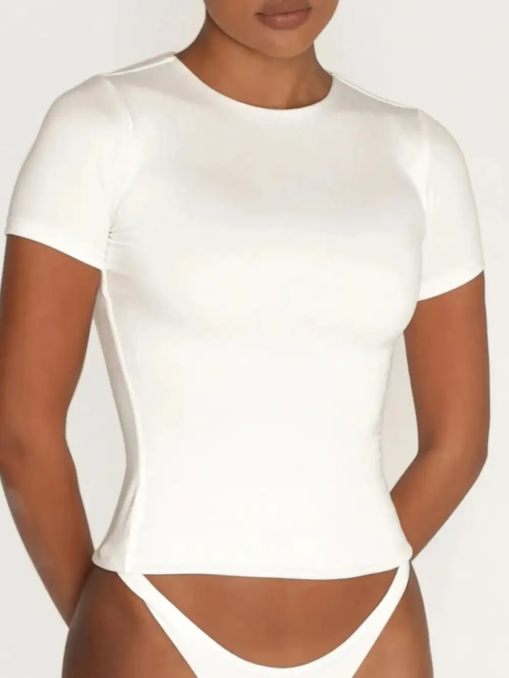 Round Neck Short Sleeve Top Set Swim Cover Up