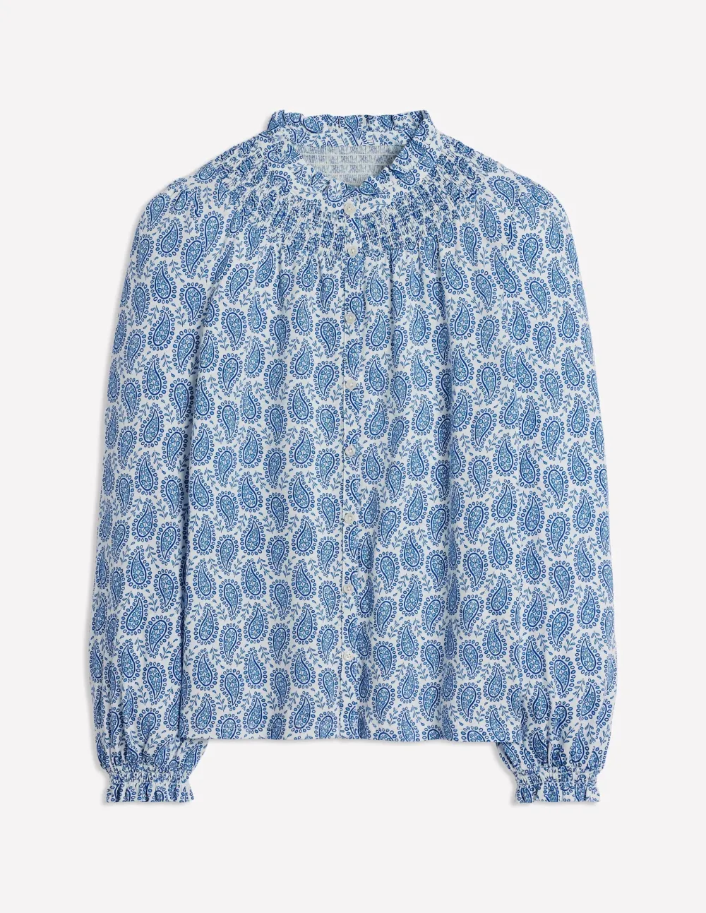 Printed Smocked Jersey Shirt