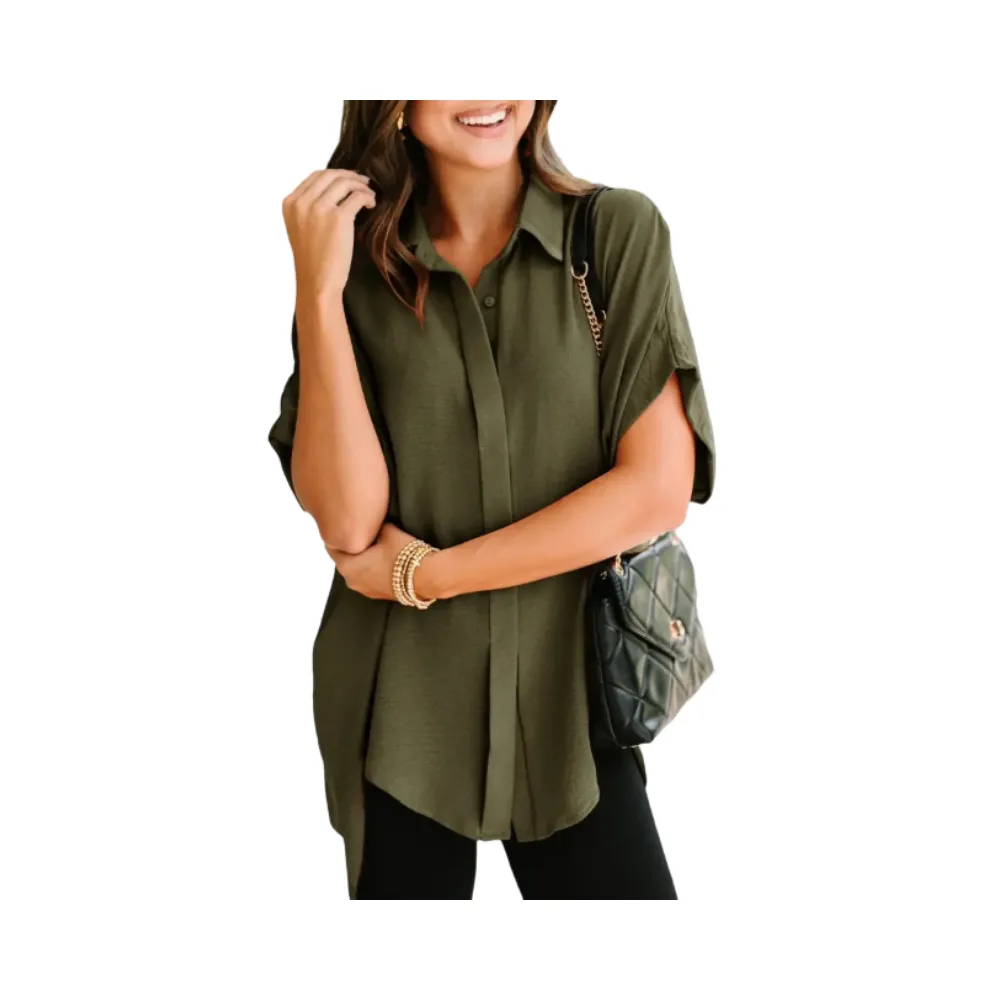 Women's Tops  V Neck Button Down Shirts