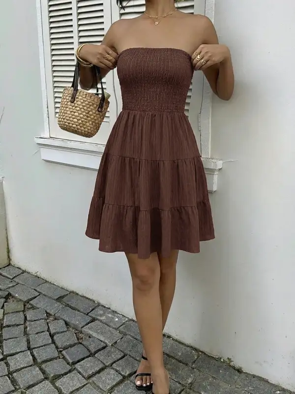 Tiered Strapless Mini Dress