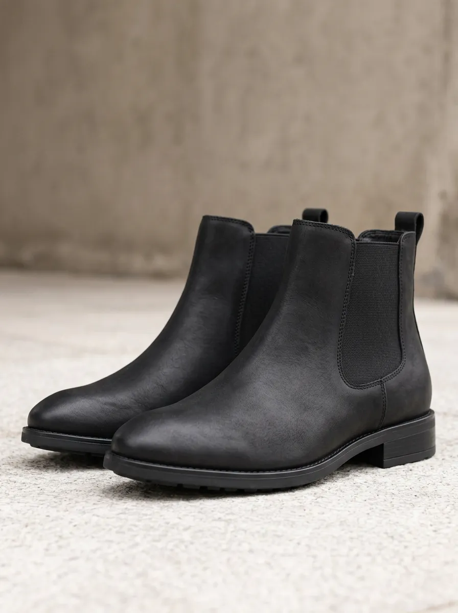 Men's Black Chelsea Work Boots with Matte Finish