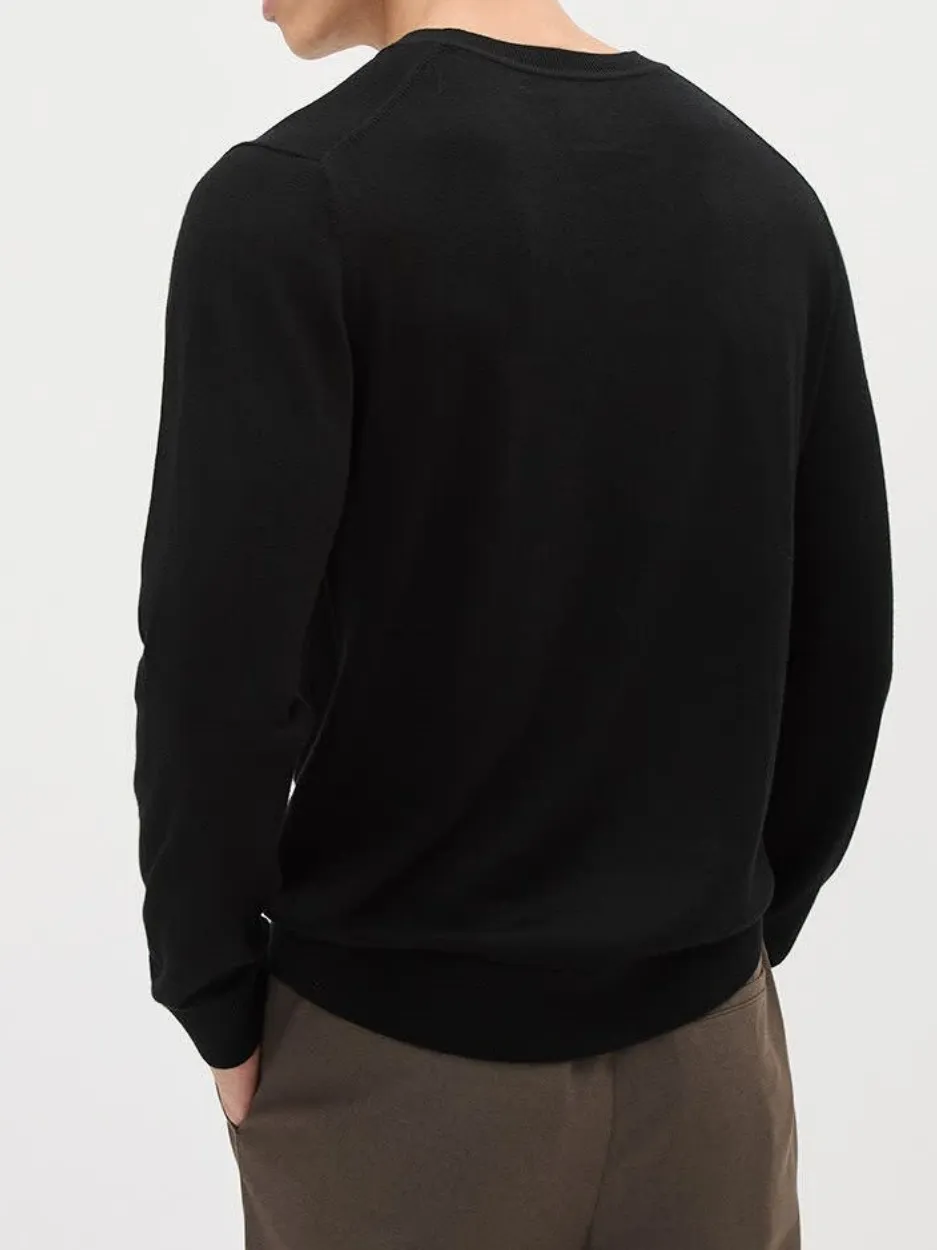 Black Long-Sleeve V-Neck Sweater