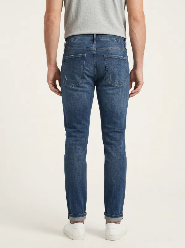Men's Distressed Stretch Slim Fit Jeans