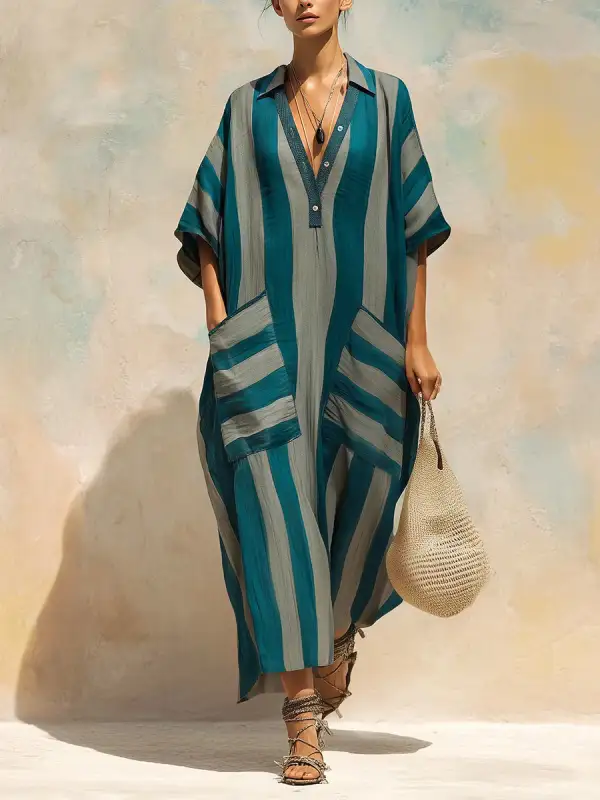 Half Buttoned Maxi Dress