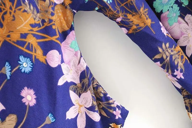 Floral Print Bat Sleeve Kimono Dress