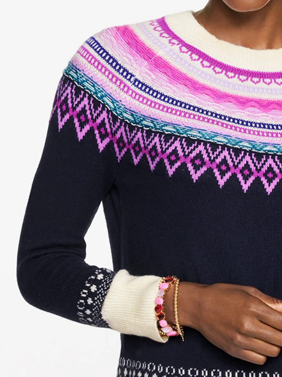 Women'S Artistic Pattern Knitted Round Neck Sweater