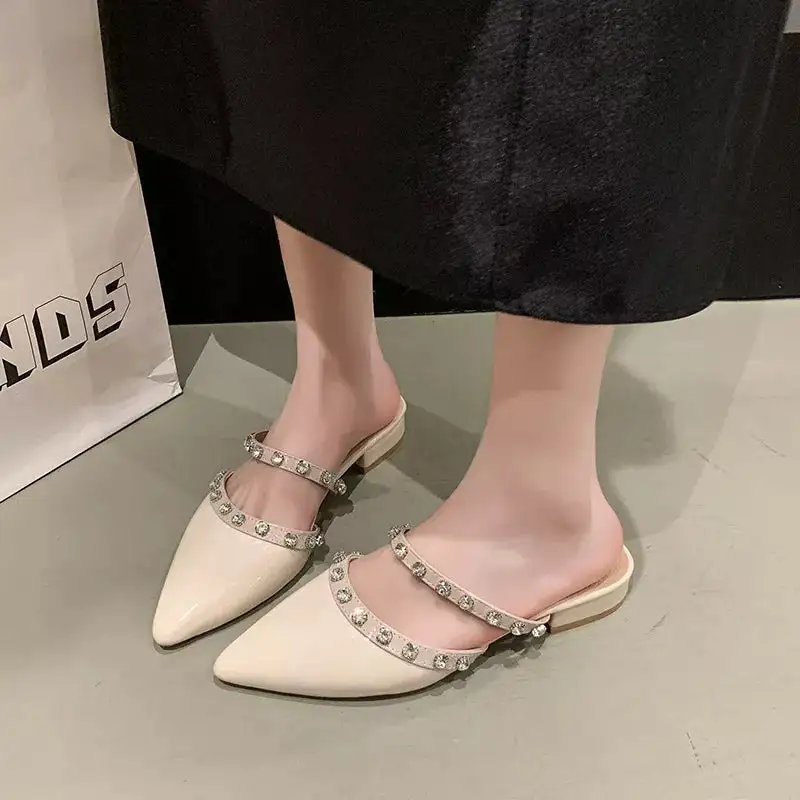 Rhinestone Embellished Pointed Toe Sandals