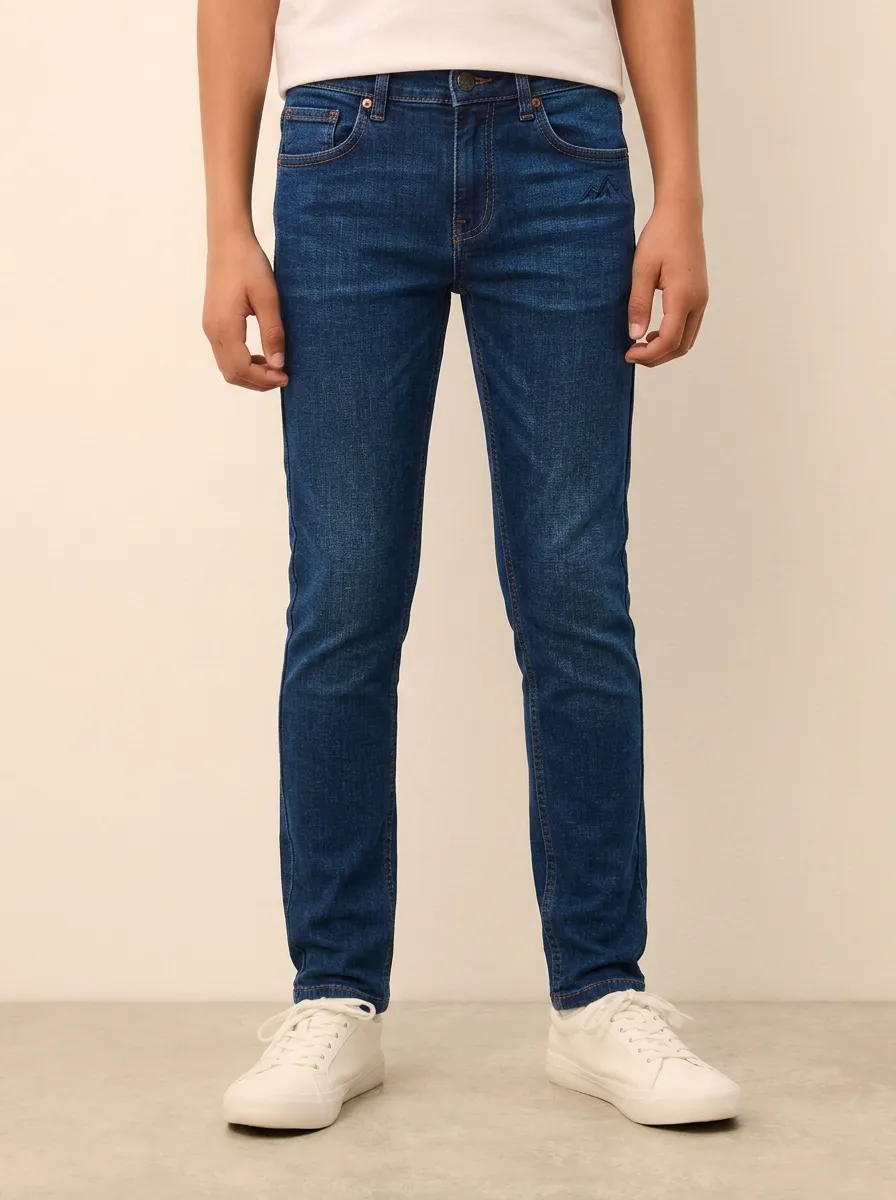 Men's Classic Flexible Mountain Lover Printed Stretch Denim Jeans