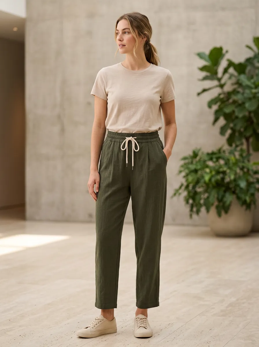 Women's Workwear Inspired Casual Adjustable Drawstring Waist Pants