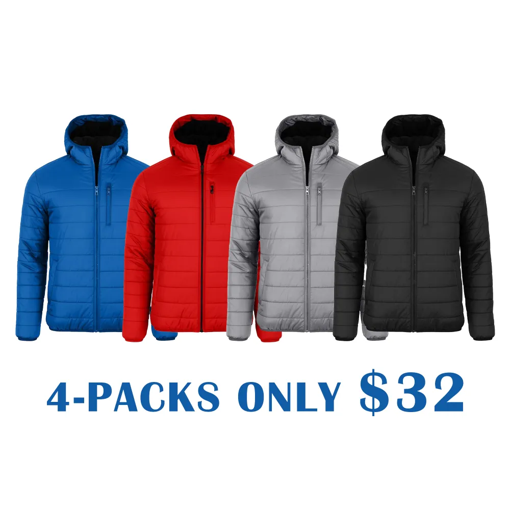 Men’s Sherpa Fleece–Lined Hooded Puffer Jacket – Classic Warm Winter Coat