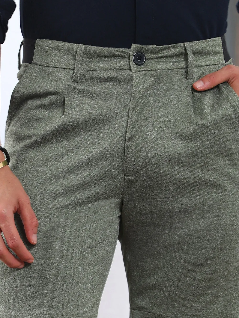 Green Mid-Rise Casual Style Shorts