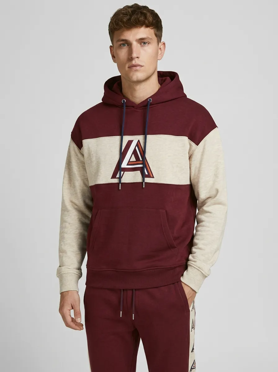 Men's Sporty A9 Logo Colorblock Printed Tracksuit