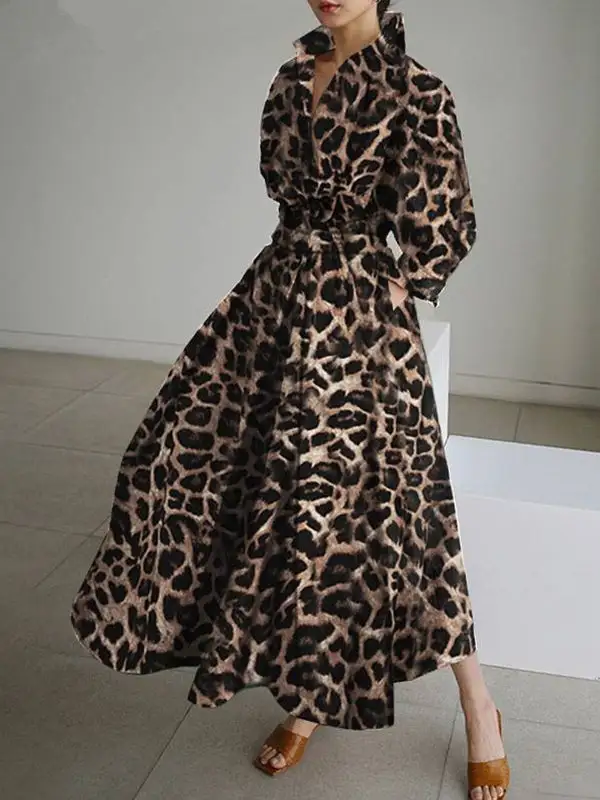 Waisted Buttoned Long Maxi Dress