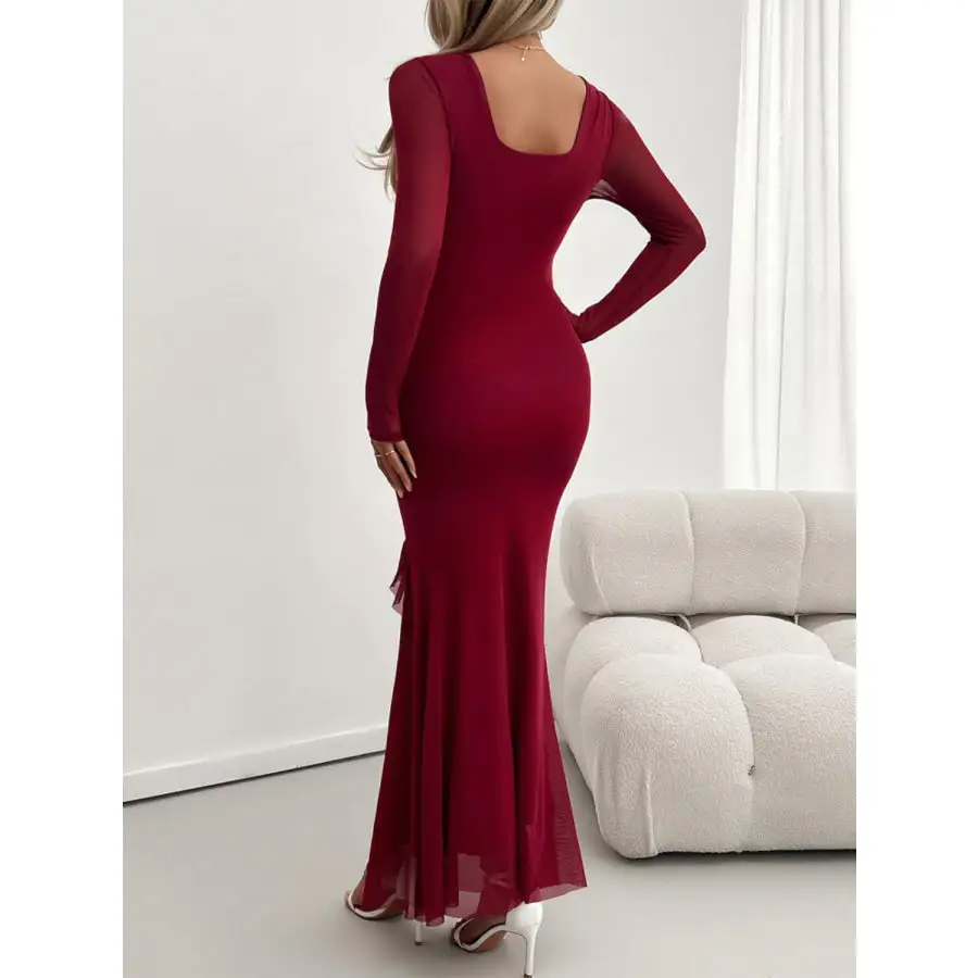 Devine Ruffled Surplice Long Sleeve Maxi Dress