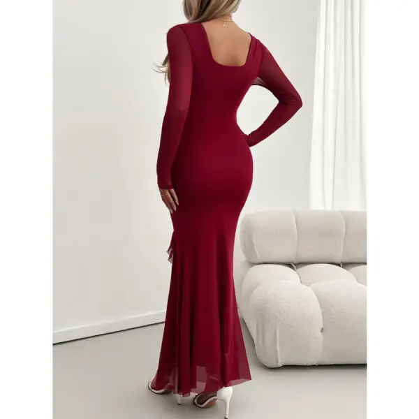 Devine Ruffled Surplice Long Sleeve Maxi Dress