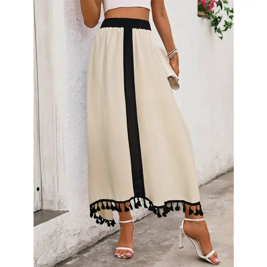Tassel Trim High Waist Skirt