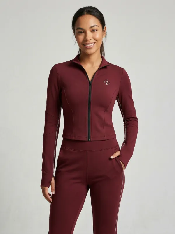 Women's Taupe Full-Zip Track Jacket and Jogger Set
